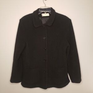 Sandro Paris Vintage Size L Boucle Textured Blazer Coat - Black Pockets
